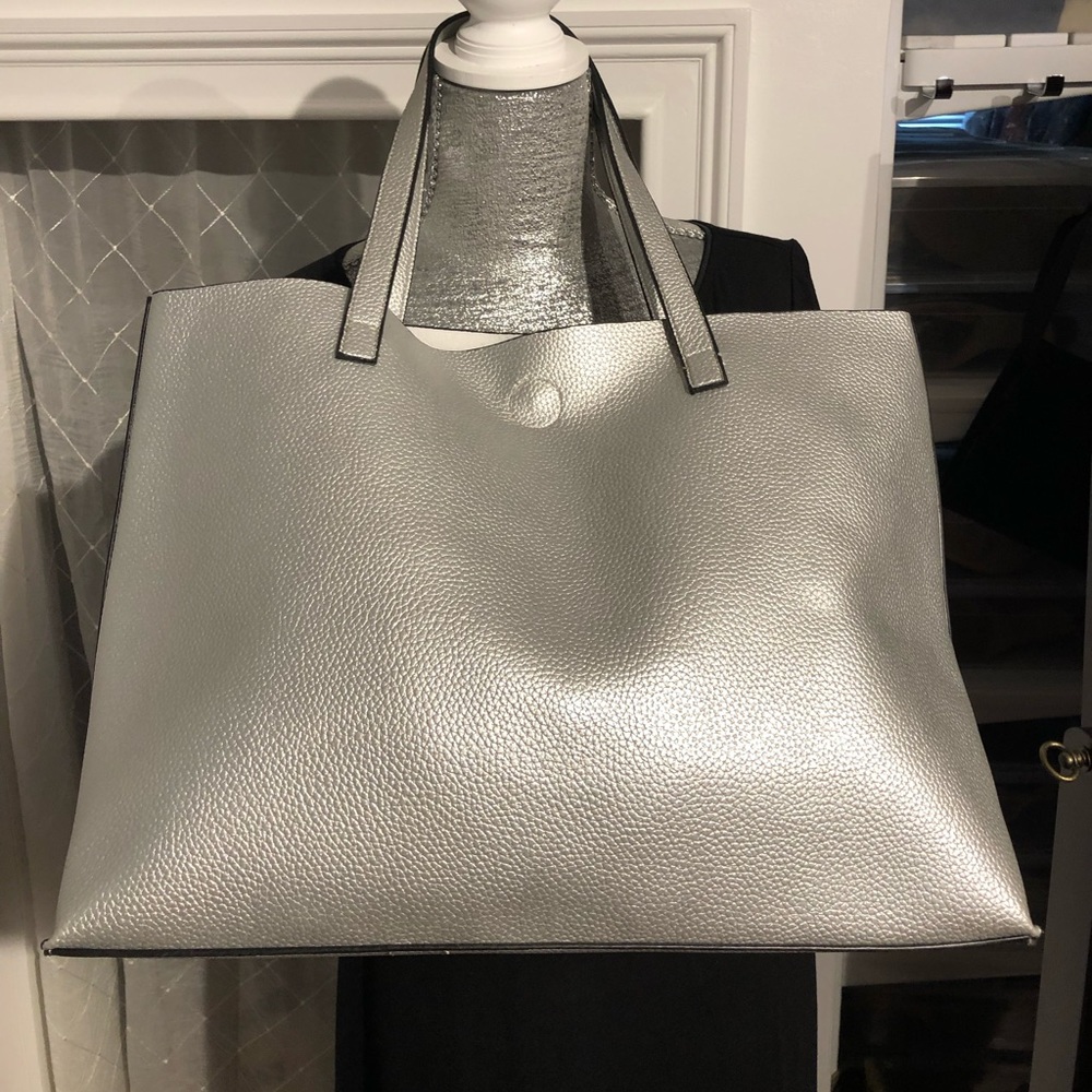Silver Shoulder tote bag.